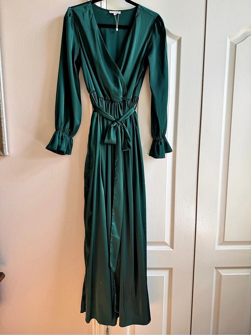Baltic Born Holly Satin Maxi Dress in Green Size Medium